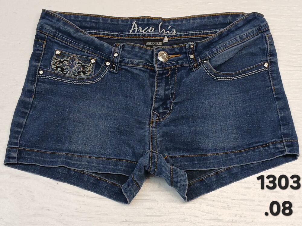 Arco Iris (11) Rhinestone Festival Blue Denim Chino Shorts